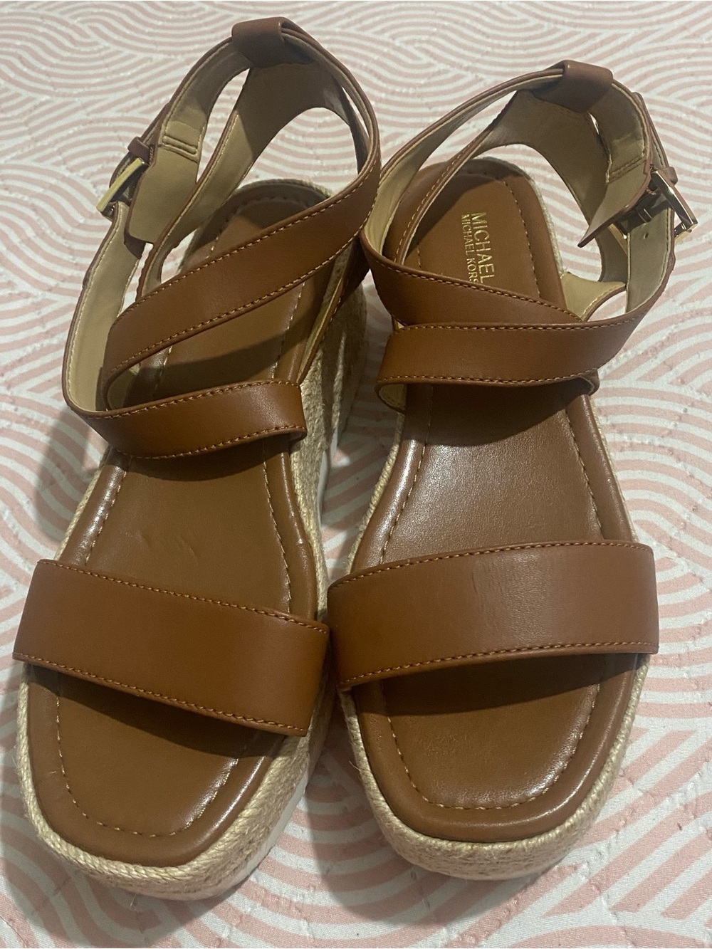 Michael Kors Tan Strappy Ankle-Wrap Sandals Size 8 M
